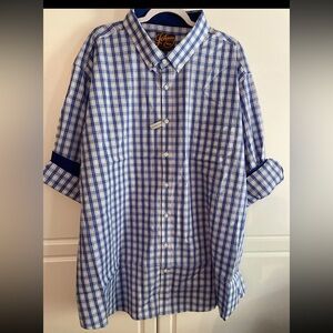 Johnny Bigg Australia Mens Dress Shirt US 2xl EU 4xlAU 4xl Blue White Plaid NWT